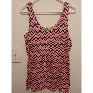 No Boundaries Pink Black Chevron Tank Top XL 15-17 Sleeveless Scoop Neck Jersey